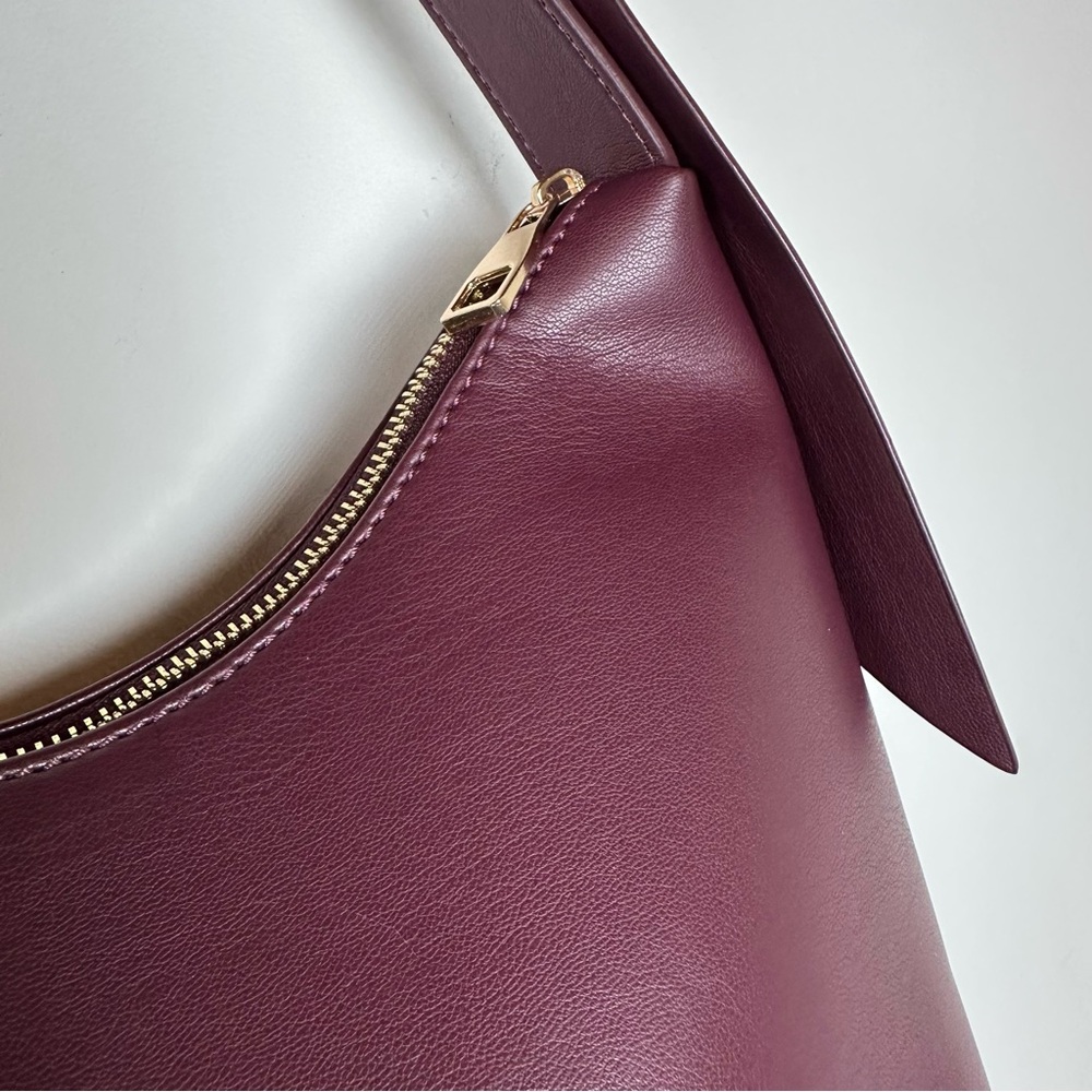 AOTA Anthropologie Wine Bow Shoulder Bag Slouchy Hobo Coquette Vegan Recycled - Picture 12 of 16